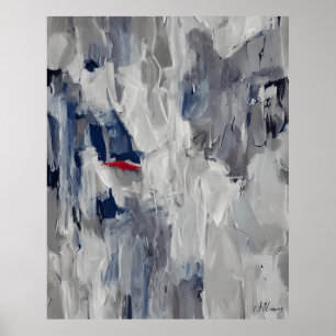 Modern Abstrakt grått med rött märke Poster