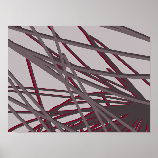 Modern Abstrakt Grått och Burgundy-design Poster (Framsidan)
