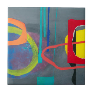 Modern Abstrakt Grått Red Kakelplatta