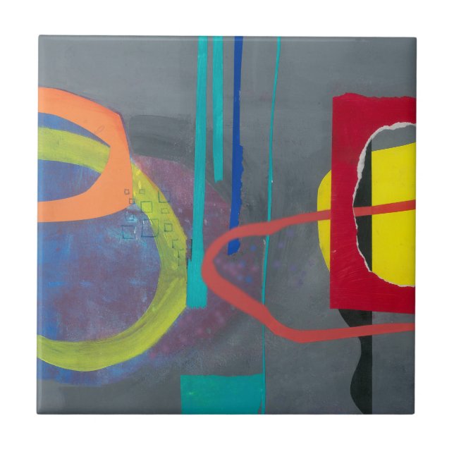 Modern Abstrakt Grått Red Kakelplatta (Framsidan)