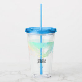 Modern Abstrakt Grön & Blå Akvarell Virvlar Take Away Mugg