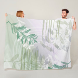 Modern Abstrakt Grönt Botaniskt Löv Fleecefilt