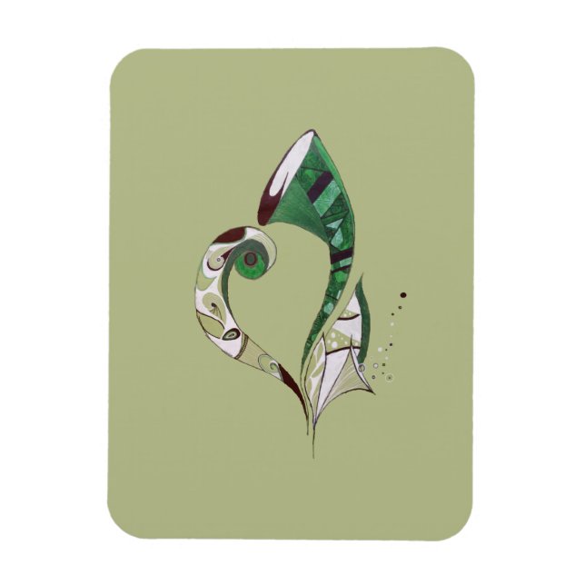 Modern abstrakt Grönt hand plockade bläck i Magnet (Vertikal)