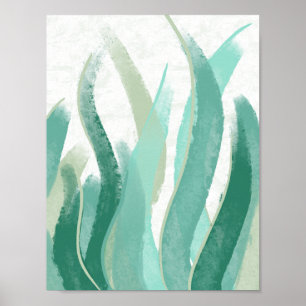 Modern Abstrakt Grönt sea Grass vattenfärgsdekor Poster