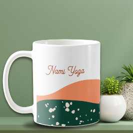 Modern Abstrakt Grönt Terra Cotta Yoga Kaffemugg