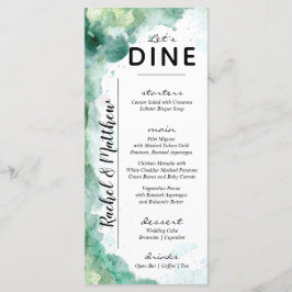 Modern Abstrakt Grönt Watercolor Bröllop Meny
