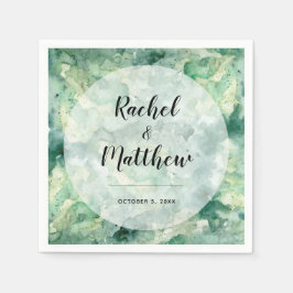 Modern Abstrakt Grönt Watercolor Bröllop Pappersservett