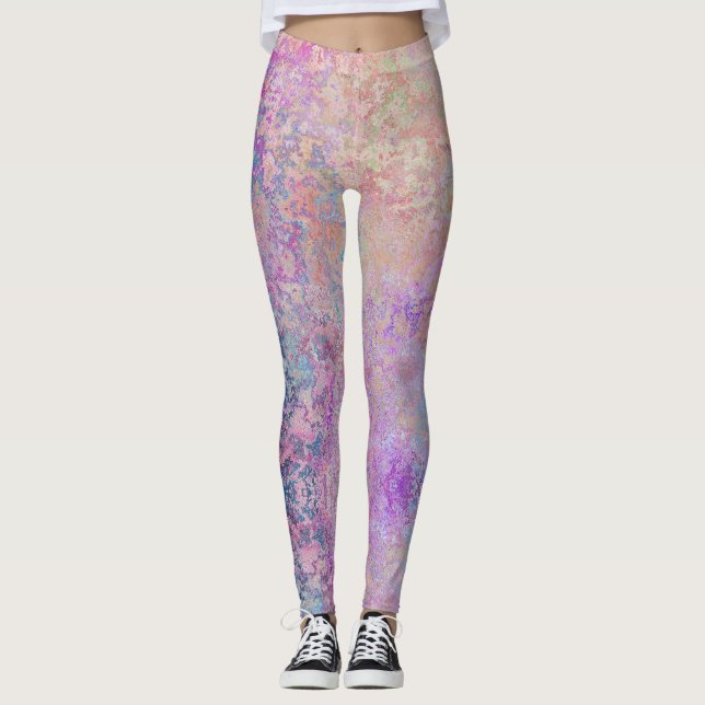 Modern Abstrakt Grunge Pastels Leggings (Framsida)