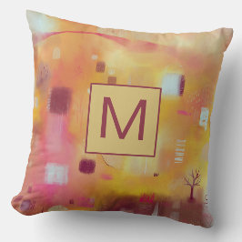 Modern abstrakt gul monogram kudde