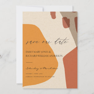 MODERN ABSTRAKT GUL TERRACOTTA KONSTNÄRLIG KONST SPARA DATUMET