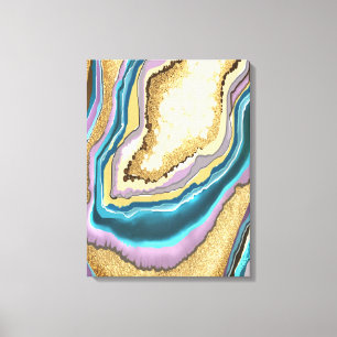 Modern Abstrakt Guld Geode Agate Gemstone Canvastryck