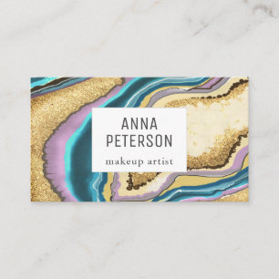 Modern Abstrakt Guld Glitter Gem Agate Visitkort