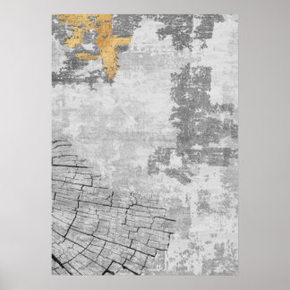 Modern Abstrakt Guld & Grått Wall Art Poster
