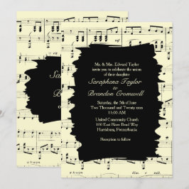 Modern Abstrakt Gult Music Wedding bjudande in Inbjudningar