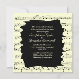 Modern Abstrakt Gult Music Wedding-inbjudan Inbjudningar