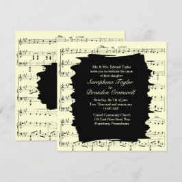 Modern Abstrakt Gult Music Wedding-inbjudan Inbjudningar