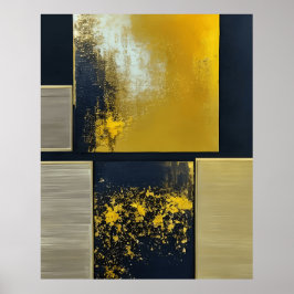 Modern Abstrakt gult svart blanketter Poster