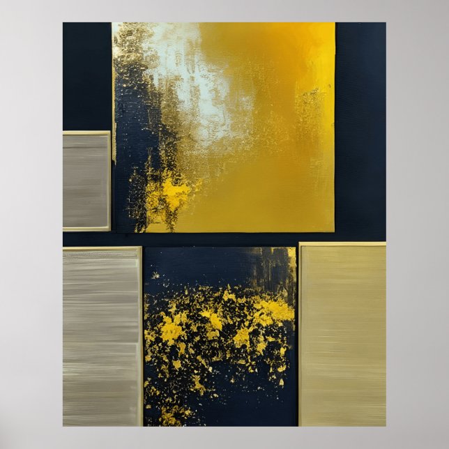 Modern Abstrakt gult svart blanketter Poster (Framsidan)