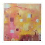 Modern Abstrakt Gult vattenfärg Kakelplatta<br><div class="desc">En contemporary modern abstrakt vattenfärgsmålning i varmt färg. Gult,  rosa,  orange och grädde. Originalkonst av Nic Squirrell.</div>