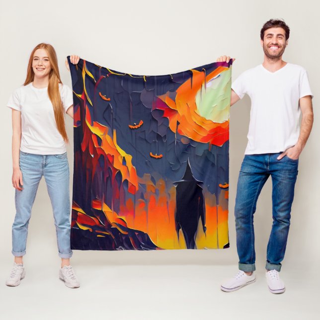 Modern Abstrakt Halloween Natt Fleecefilt (På plats)