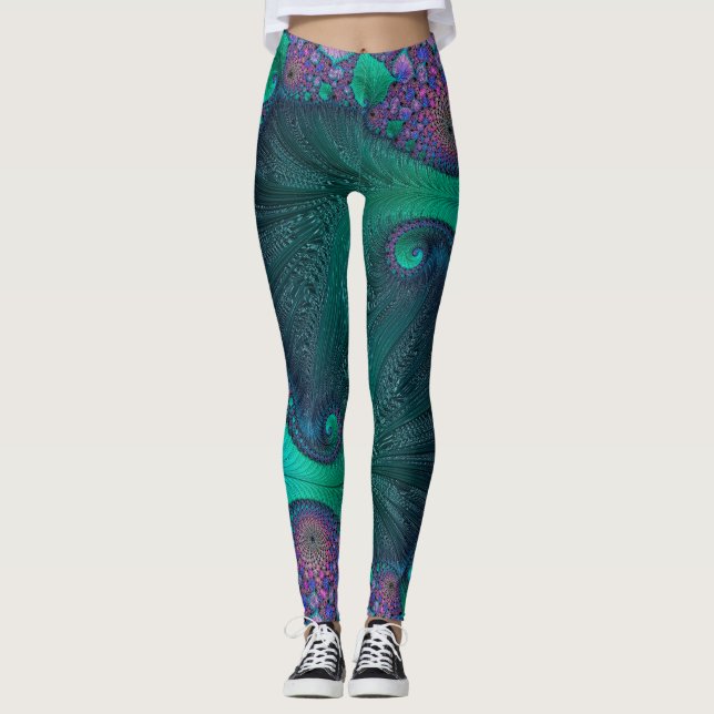 Modern abstrakt havdesign leggings (Framsida)