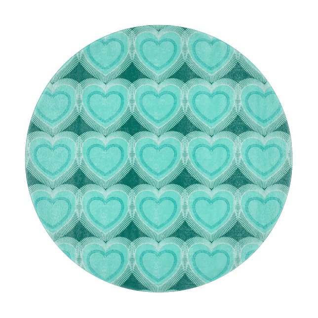 Modern Abstrakt Hearts - Aqua och Turkos (Framsidan)