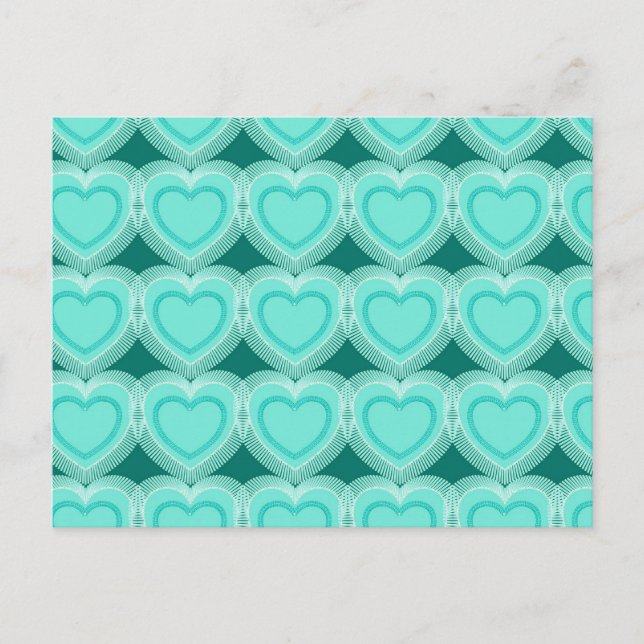 Modern Abstrakt Hearts - Aqua och Turkos Vykort (Framsida)