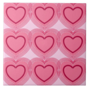 Modern Abstrakt Hearts - Azalea Rosa Kakelplatta