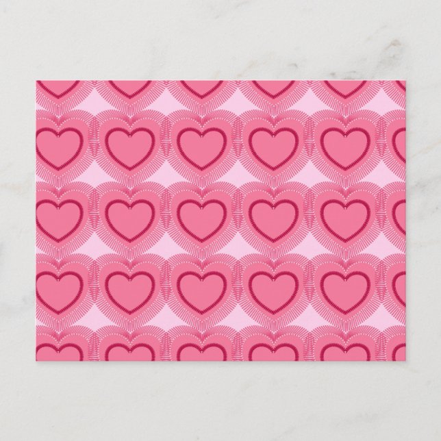 Modern Abstrakt Hearts - Azalea Rosa Vykort (Framsida)