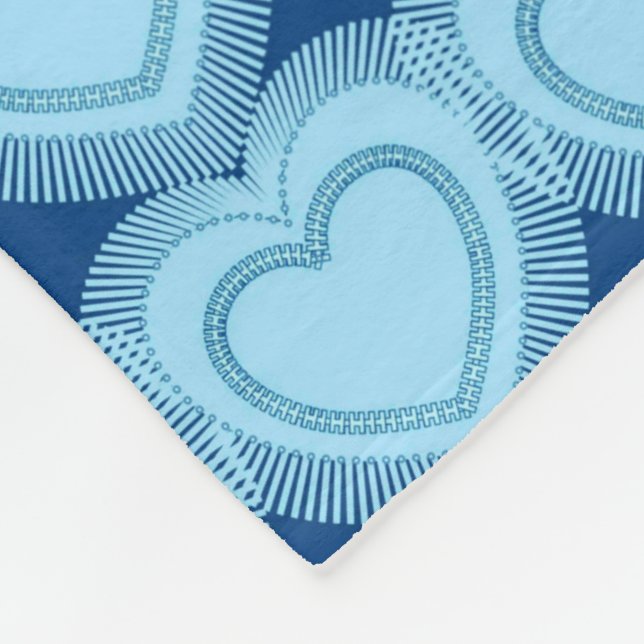 Modern Abstrakt Hearts - Himlar Blue and Cobalt Fleecefilt (Hörn)