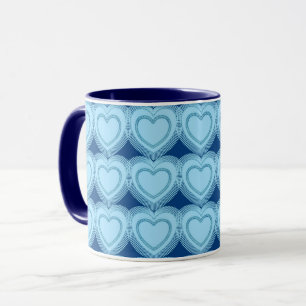 Modern Abstrakt Hearts - Himlar Blue and Cobalt Mugg