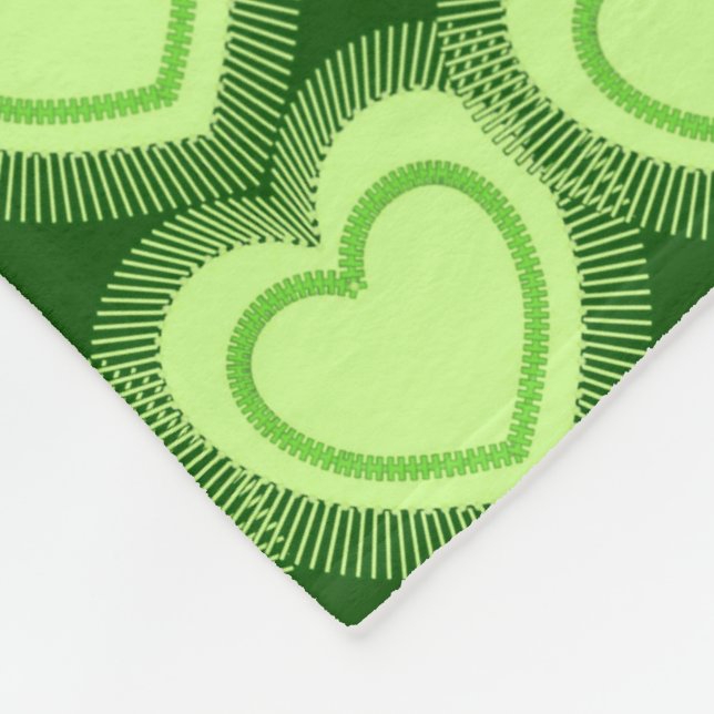 Modern Abstrakt Hearts - Lime Green Fleecefilt (Hörn)