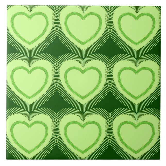 Modern Abstrakt Hearts - Lime Green Kakelplatta (Framsidan)