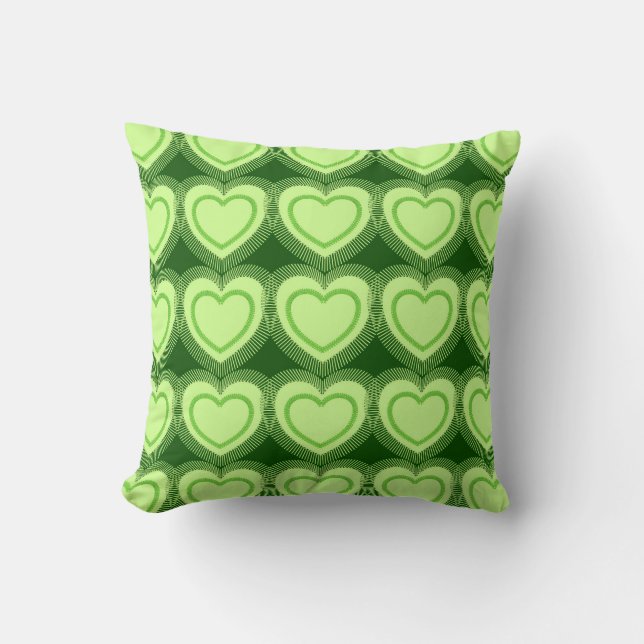 Modern Abstrakt Hearts - Lime Green Kudde (Framsida)