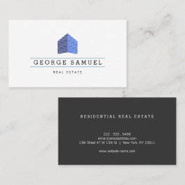 Modern Abstrakt Hem Logo Realtor Blå Monogram Visitkort