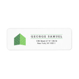 Modern Abstrakt Hem Logo Realtor Grön och Vit Returadress Etikett