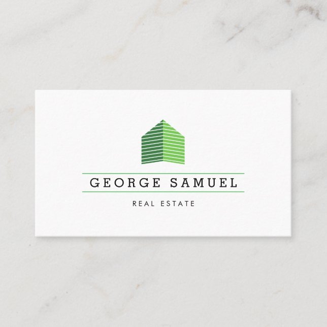 Modern Abstrakt Hem Logo Realtor QR-kod Vit Visitkort (Framsida)