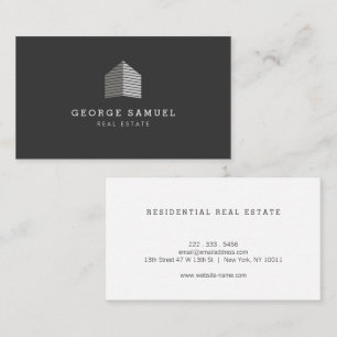 Modern Abstrakt Hembyggnad Logotyp Realtor Svart & Visitkort