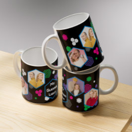 Modern Abstrakt Hexagon Photo Collage Fars dag Kaffemugg