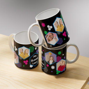 Modern Abstrakt Hexagon Photo Collage Fars dag Kaffemugg