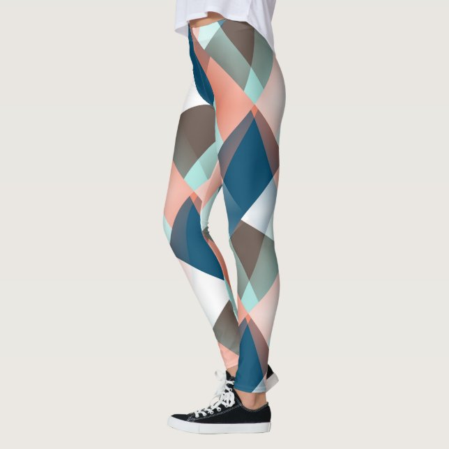 Modern Abstrakt Hip Geometric Mosaic Art Mönster Leggings (Vänster)