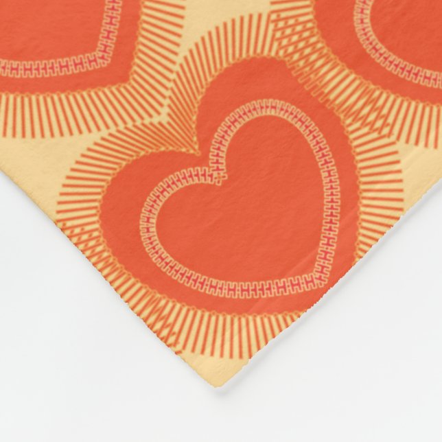Modern Abstrakt-hjärtan - Mandarin-Orange Fleecefilt (Hörn)