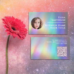Modern Abstrakt HoloGraph Rainbow Anpassningsbar P Visitkort