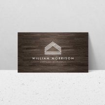 Modern Abstrakt Home Logotyp på Mörk Woodgrain