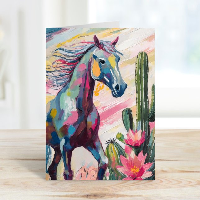 Modern Abstrakt Horse and Succulents Kort (Skapare uppladdad)