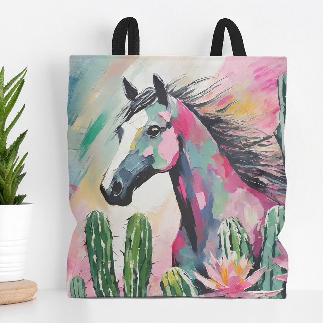 Modern Abstrakt Horse and Succulents Tygkasse (Skapare uppladdad)