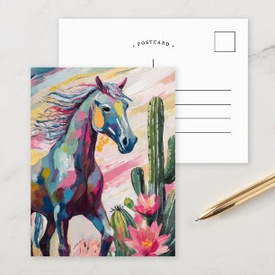 Modern Abstrakt Horse and Succulents Vykort
