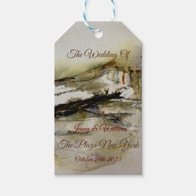 Modern Abstrakt - höstfärg Bröllop Presentetikett (Framsidan)