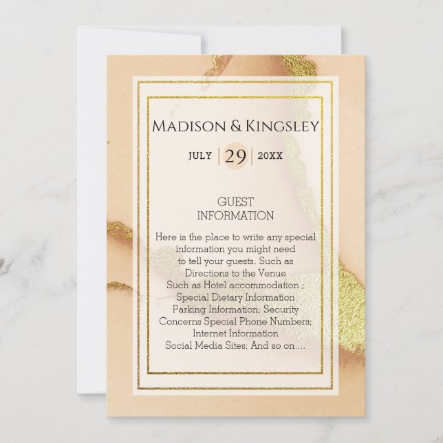 Modern Abstrakt i koraller 💡 Inky Oil Bröllop Inbjudningar (Framsida)