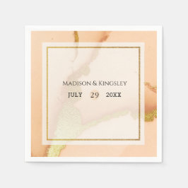 Modern Abstrakt i koraller 💡 Inky Oil Bröllop Pappersservett